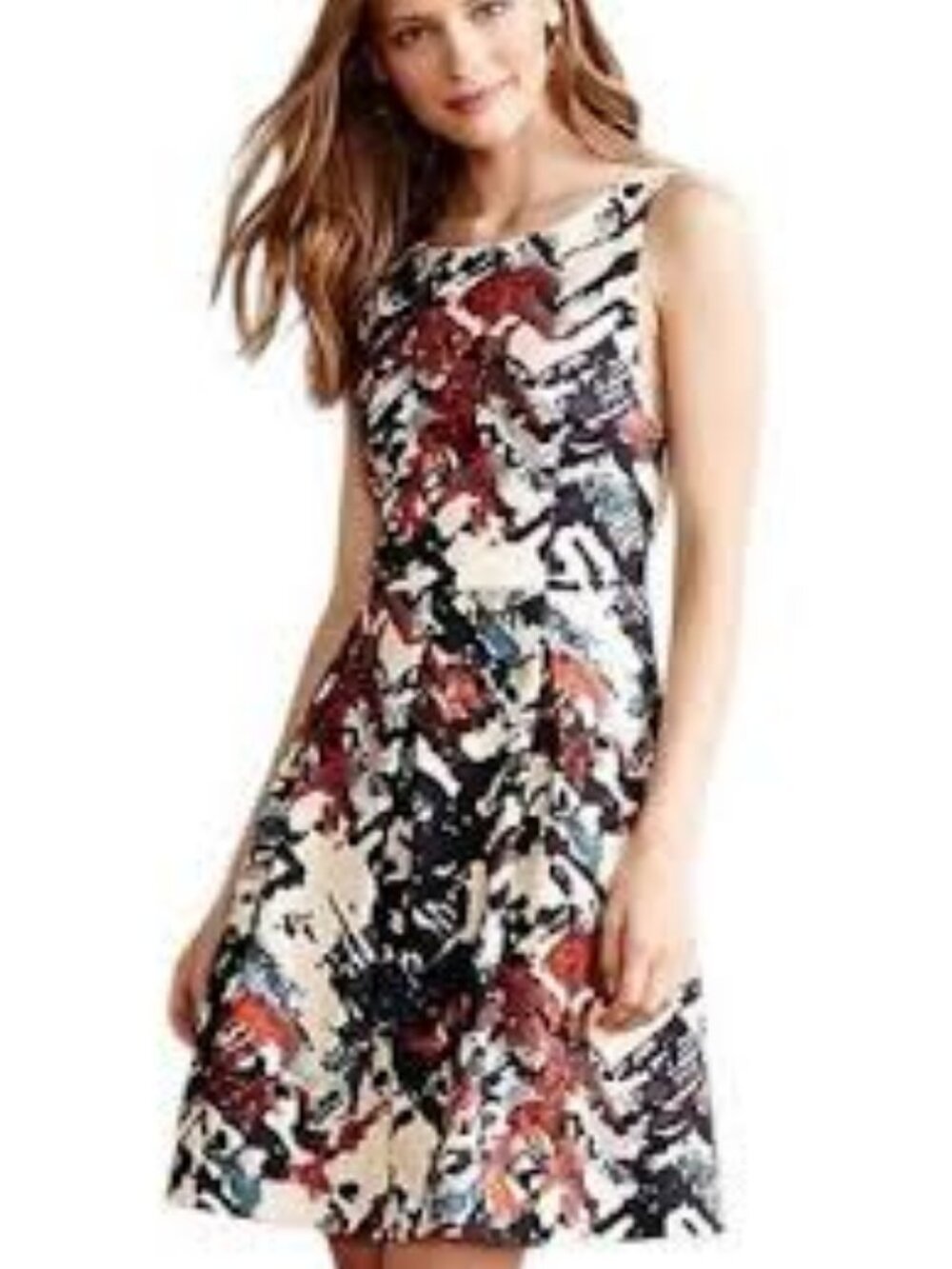 Anthropologie Maeve Capelle Multicolored Abstract Sleeveless Dress Size Small